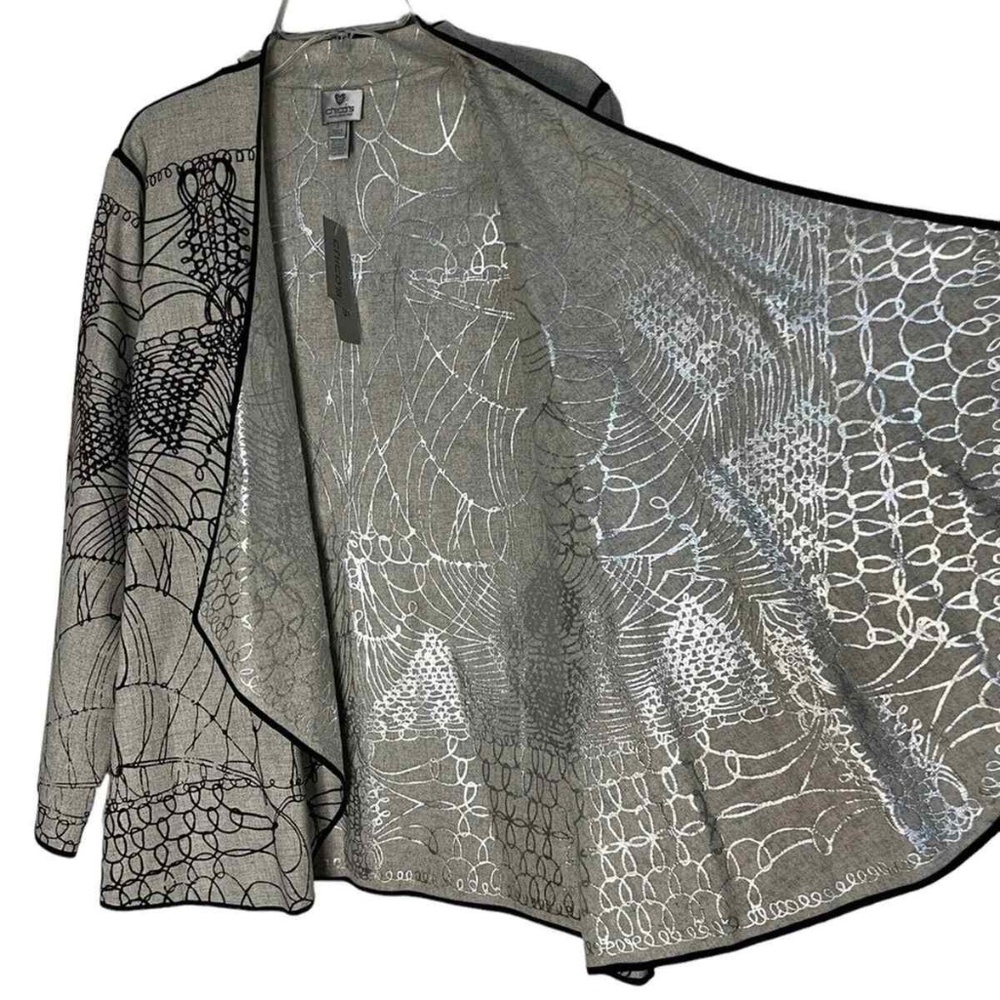 Jacket Swing Grey Silver Script Cascade Reversebl… - image 5